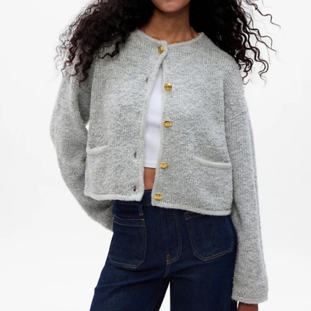 GAP Women's Boucle Cropped Sweater Jacket